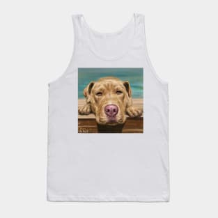 A Painting of a Red Nose Pit Bull Taking a Nap and Sunbath Tank Top